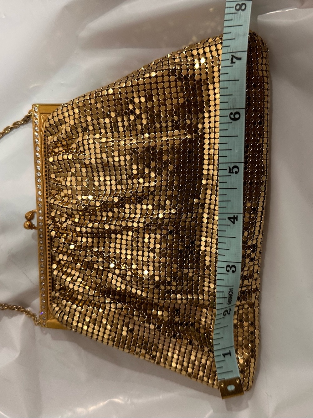 Vintage Whiting & Davis Gold Tone Mesh Evening Mini Bag Convertible Clutch - Picture 2 of 12